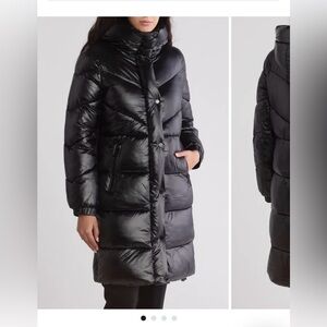 Michael Kors Glossy Black Long Puffer Coat